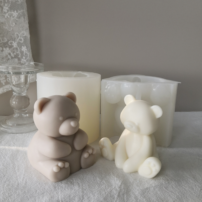 Custom J195 Hot Selling DIY Gift Soy Wax 3D Bear Candle Mould