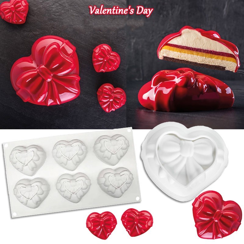 OEM 6 in 1 Heart Shape Silicone Mold For Baking Mousse Cake DIY Silicone  Molds